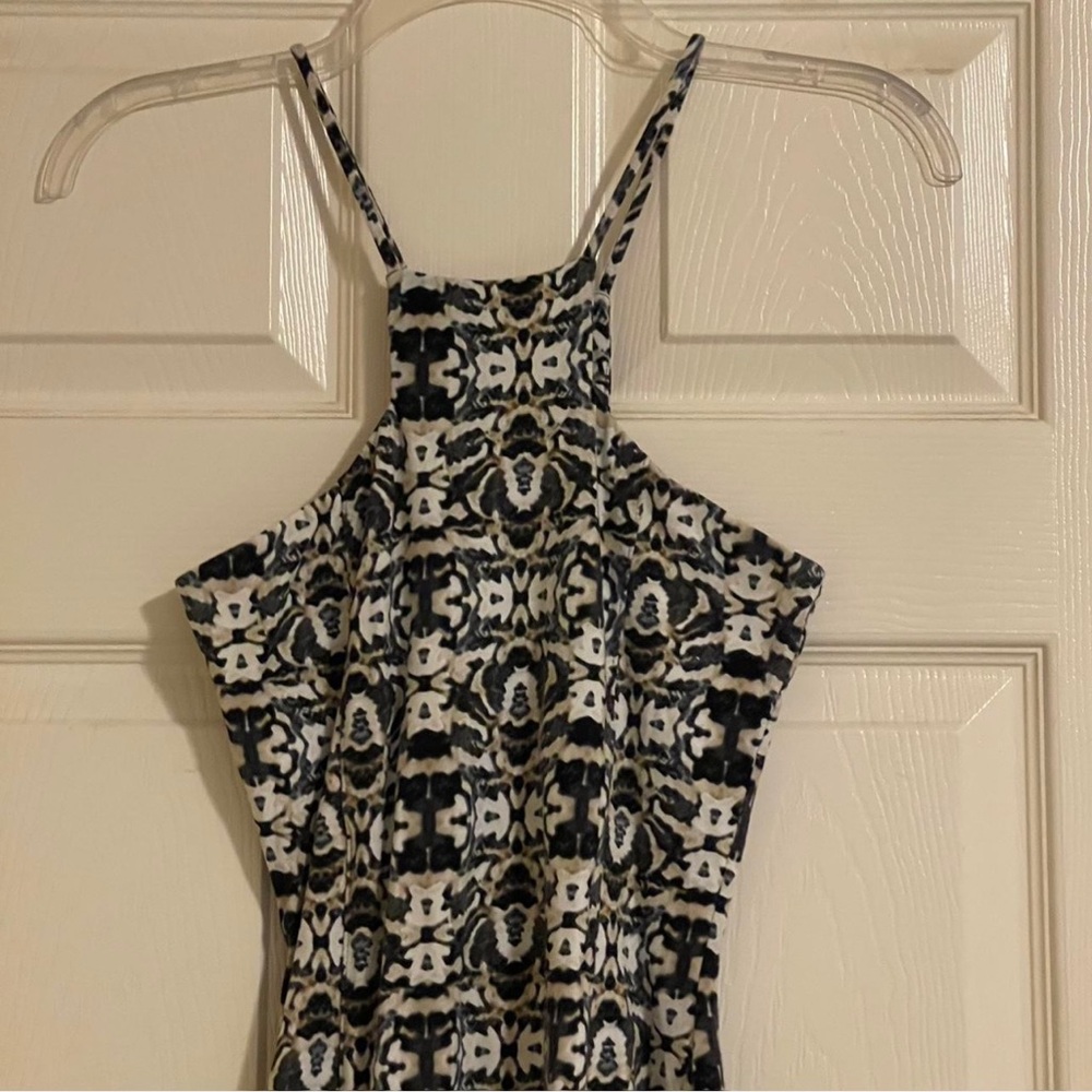 Express Black Patterned Sleeveless Halter Dress - image 7